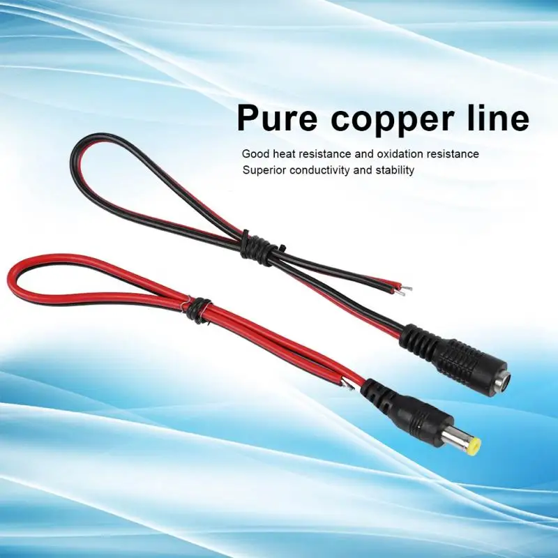 10 PCS 5.5x2.1mm Male//Female DC Power Socket Jack Plug Connector Cable Wire 12V