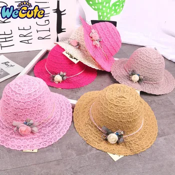 

Wecute Baby Hats Baby Spring Summer Sun Hat baby Girl Hat Cute Kid cap Beach Straw Hat Mesh Rose Children's Basin Cap 3-8T