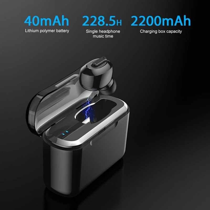 T1 Wireless Bluetooth Invisible Headphones Single Ear 4.2 Edr Mini Wireless Headset With Charging Box