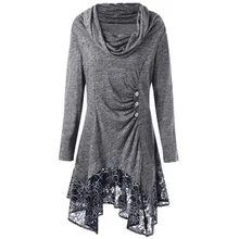Plus Size Women High Collar Long Sleeve Causal Loose Shirts Blouse Irregular Hem Hoodies Dress Plus Size Women High Collar Long Sleeve Causal Loose Shirts Blouse Irregular Hem Hoodies Dress