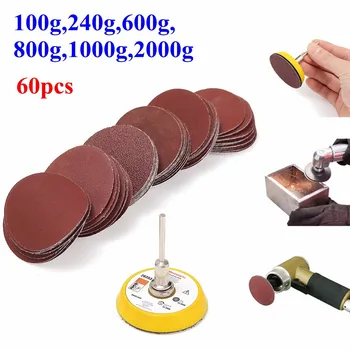 

3" Sanding Pad Shank 75mm Hook Loop 1/4Inch + 60Pcs Flocking Sandpaper Kit Abrasives Polishing Sanding Discs