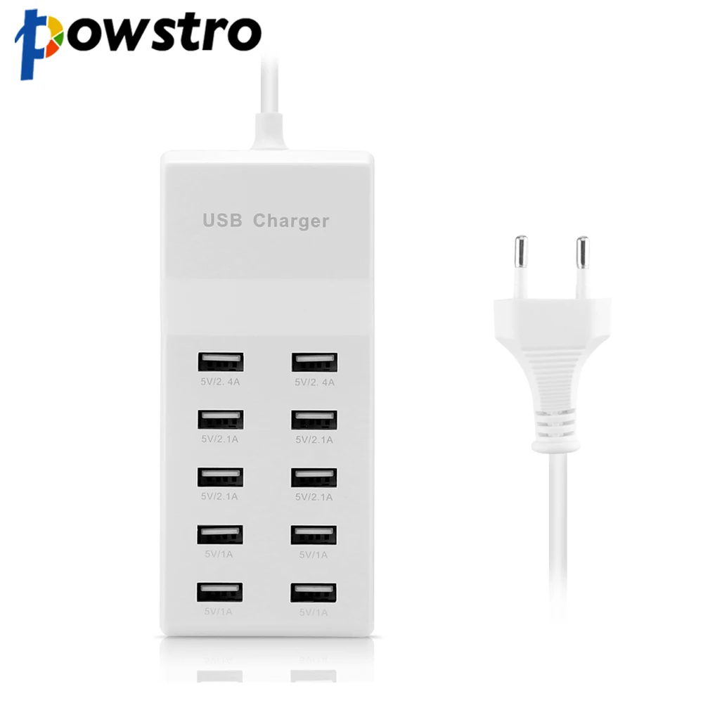 Powstro Быстрая зарядка 5 В/10 А 10 портов 60 Вт быстрая usb зарядка Настольный мобильный телефон зарядное устройство адаптер ЕС Разъем для iPhone для samsung