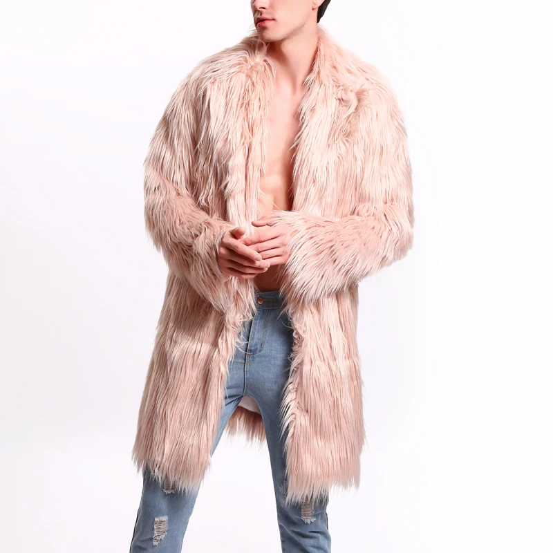 Мужское пальто с мехом, зимняя верхняя одежда из искусственного меха, ветровка, Двустороннее пальто, Мужская парка в стиле панк, куртки, Брендовые пальто