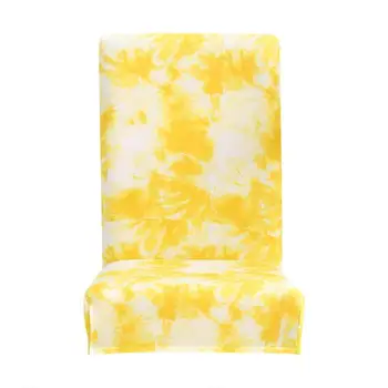 

Yellow Color Flower Printing Removable Chair Cover Elastic Slipcover Modern Kitchen Seat Case Stretch Chair Cover For Banquet