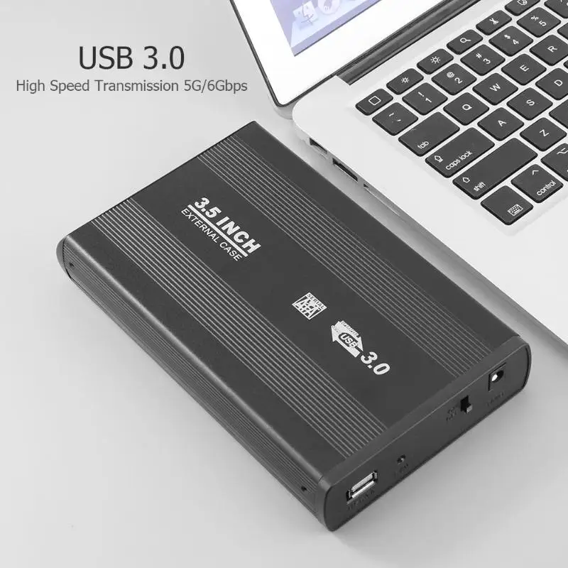 3.5 Inch USB 3.0 SATA External HDD Disk Hard Drive Enclosure Case Cover External Storage Box Support Hard Drive up to 4TB