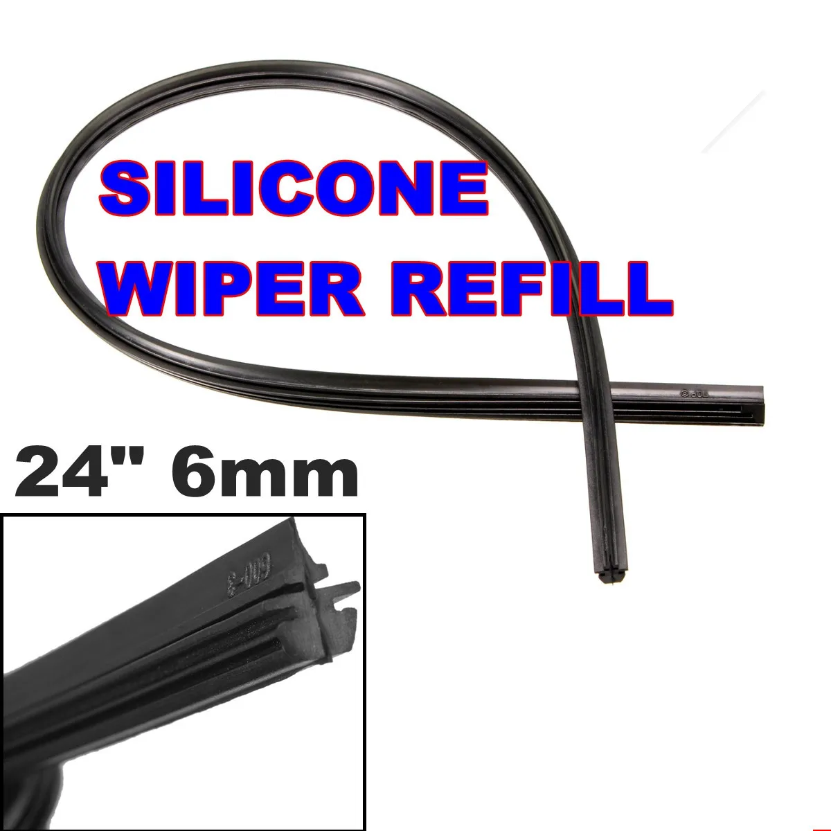 24 26'' 6mm Car Auto Vehicle Silicone Windscreen Wipers Wiper Blade Refill Black Car Accessories Universal