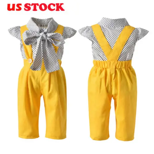 

2019 Fashion Toddler Kids Baby Girl Clothes Tops T-Shirt Pants Overalls Summer Outfit Set