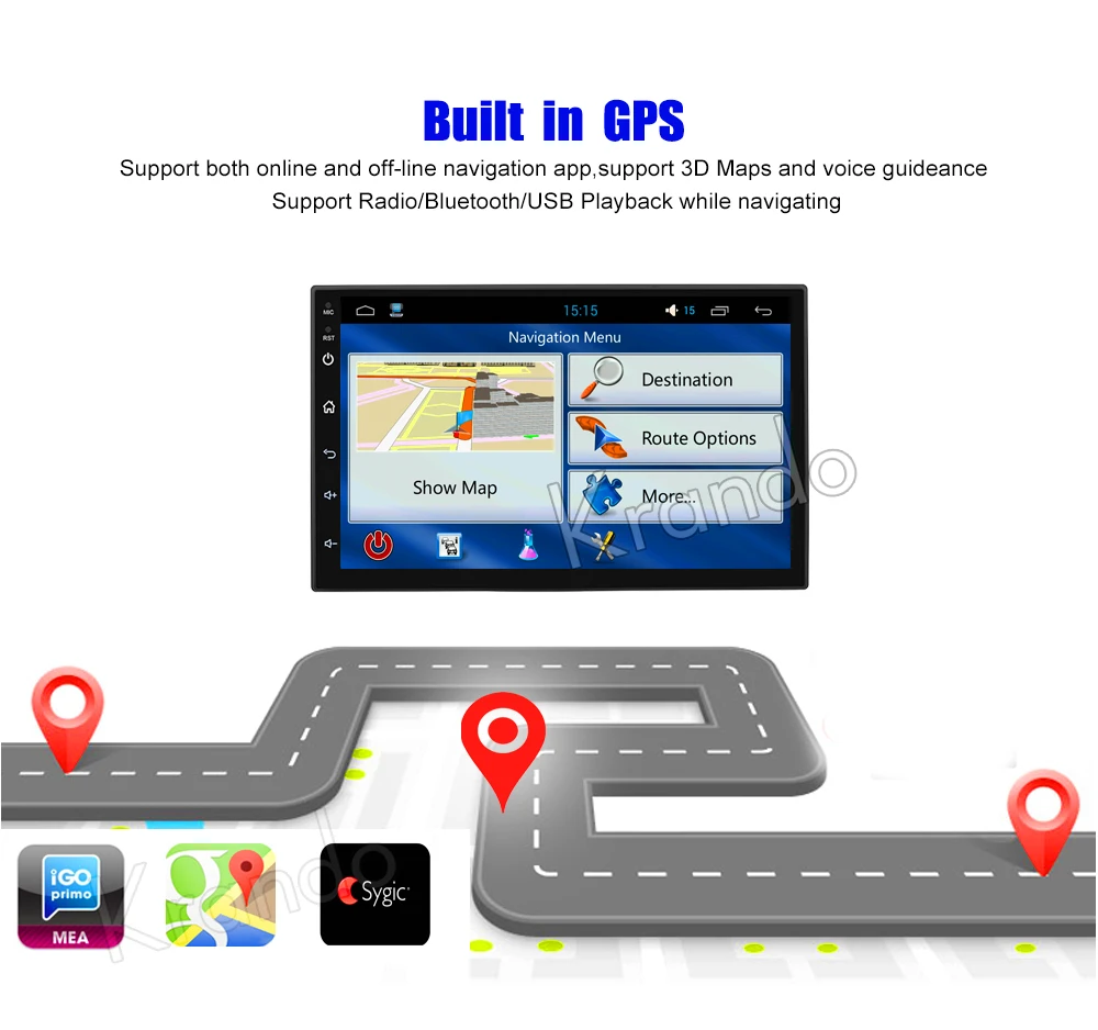 Flash Deal Krando Android 8.1 7" IPS Full touch car multimedia system for ULTRA SHORT BACK Universal radio audio gps navigation wifi BT 5