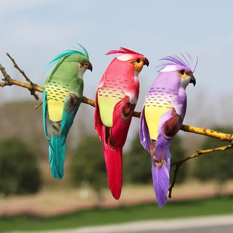 

12pcs Simulation Mini Parrot Cute Bird Figurine Artificial Model Garden Potted Plants Decor Miniature Fairy Garden Statue Decor