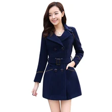 Зимнее женское тонкое шерстяное пальто с длинным рукавом Верхняя одежда длинный плащ пальто элегантного размера плюс красная шерстяная куртка