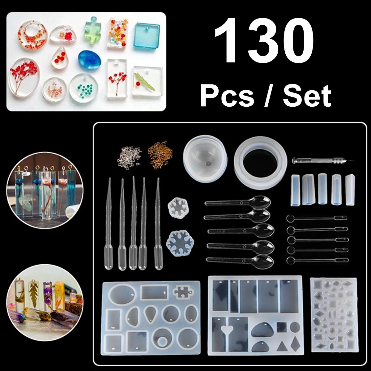 

130 Pcs DIY Bracelet Pendant Jewelry Casting Molds Silicone Jewelry Molds Set Making Tool DIY Crafting Pendant Earrings
