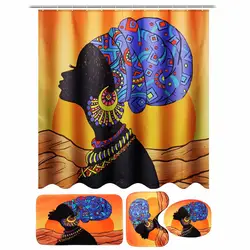 Новый 1 шт. водостойкий Африканский Баотоу женщина занавеска для душа с 12 крючками 3 Ванная комната коврик для туалета коврик комплект