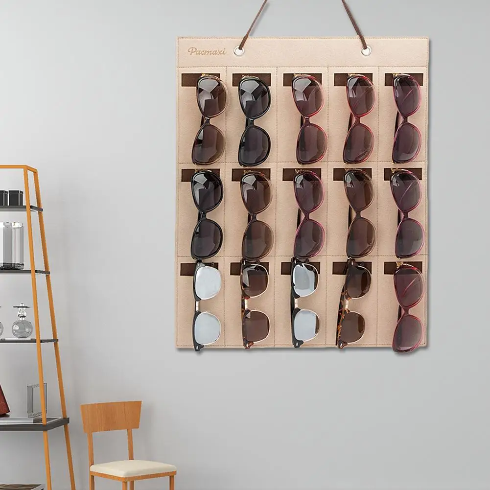 Sunglasses Organizer Storage Hanging Sunglasses Eyeglasses Wall Organizer15-port Storage Bag Home Supplies For Women Man