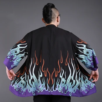 

Summer Japanese Kimono Cardigan Men Ukiyo-e Print streetwear Kimono cloak Men samurai clothes Male thin Coat jacket H9034