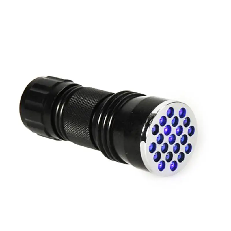 

21-LED 395nm Ultra Violet UV Flashlight Handheld Waterproof Torch Light For Marker Checker Detection 3 * AAA Battery