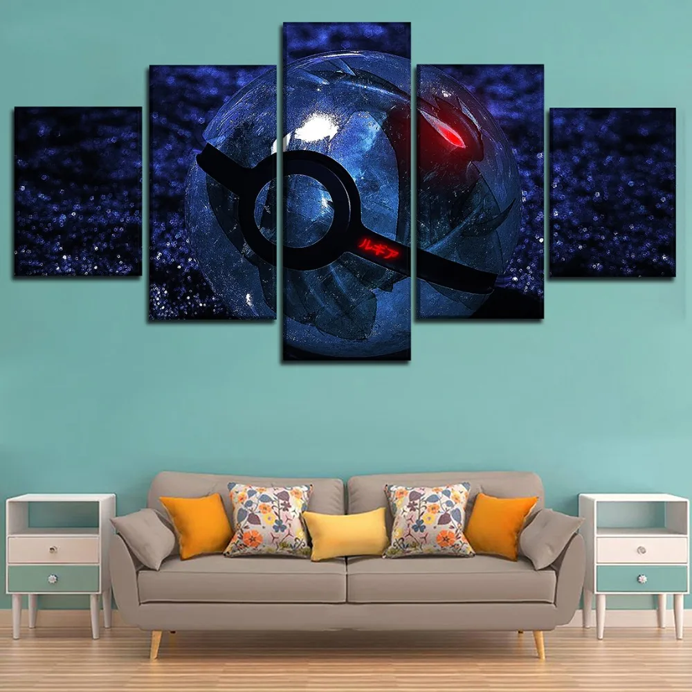 

Home Decoration Canvas HD Printed Paintings Wall Art Modular Framework 5 Pieces Animation Pokemon Modern Unique Gift Poster