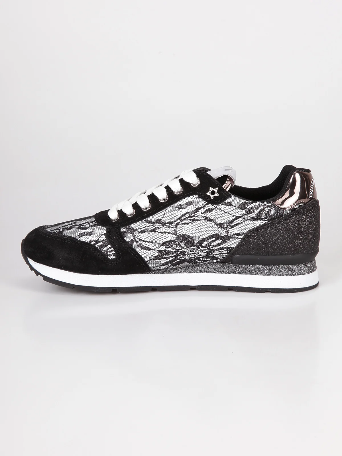 Trussadi Avec Dentelle Baskets Jeans noir Basses tq1gPZ