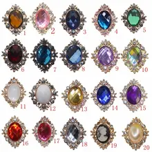 Nueva Rhinestone Botones Flatback 25*32mm Antigüedad de la Aleación de Acrílico de DIY Accesorios de La Boda, de Metal Botón Plano, Accesorios para el Cabello arco