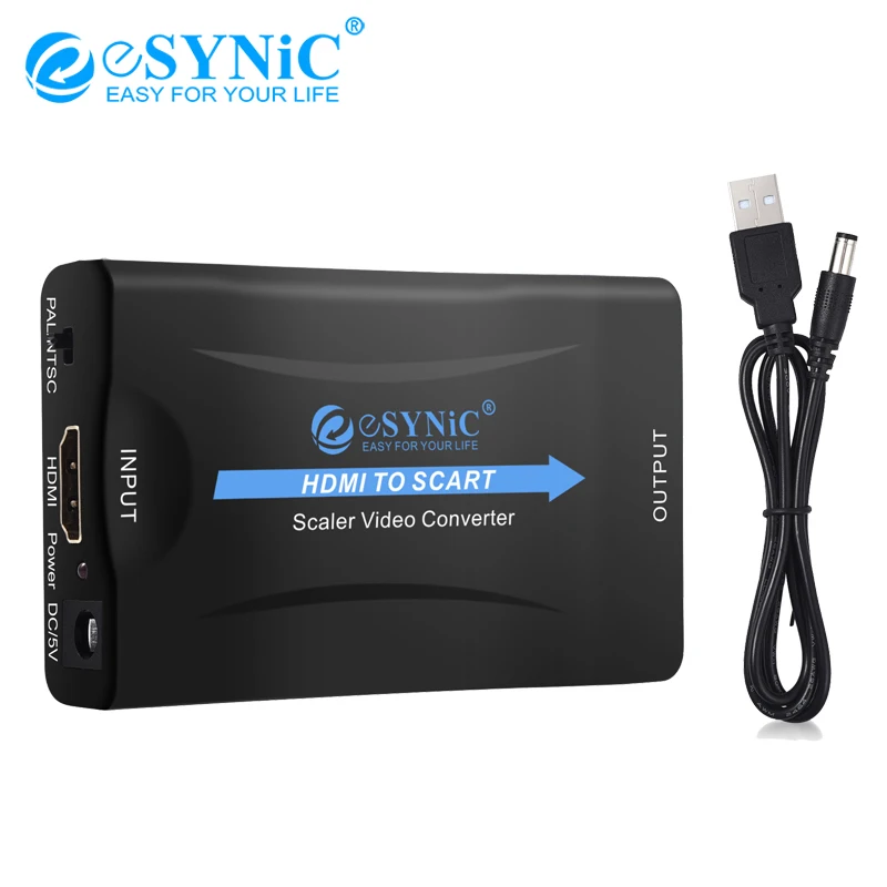 ESYNiC 5 в HDMI конвертер/переходник scart с USB DC кабель Поддержка NTSC PAL высококлассный