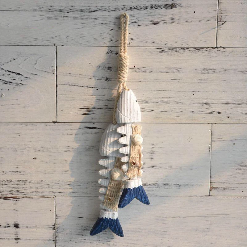 

two fishes fish hanging Home Decor Decoration Crafts Hanging Decorations simulation fishbone mediterranean Free Shipping