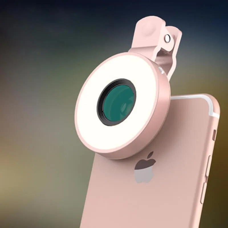 

2019 Mobile Phone Camera Lens Kit Universal Clip 7in1 LED Lighting 0.65X super Wide Angle+Macro Lenses For All smartphone