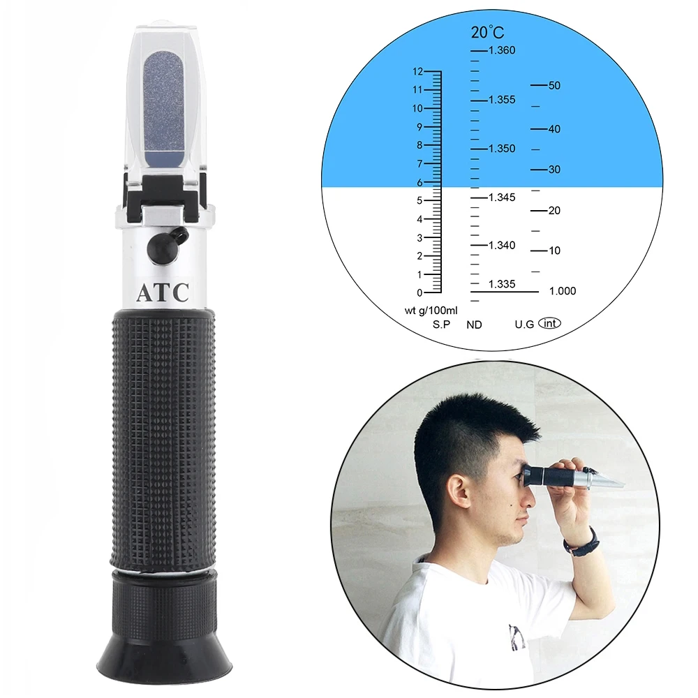 Ручной регулируемый удельный вес рефрактометр 0-12 г/мл 1,335~ 1.360nd 1,000~ 1.050sg мини отвертка ручной фокусировки