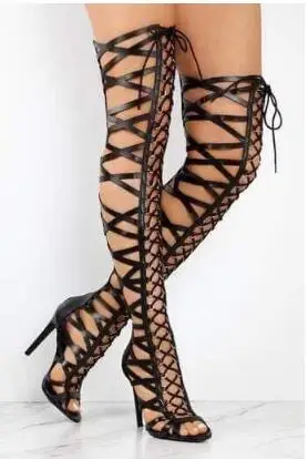 Sexy Dame Sandalen Die Große Größe Gold Kreuz Stiefel Lange Frauen Knie Gladiator bis Mode 2019 krawatte Neue Spitze Über pxwzqS5CZ