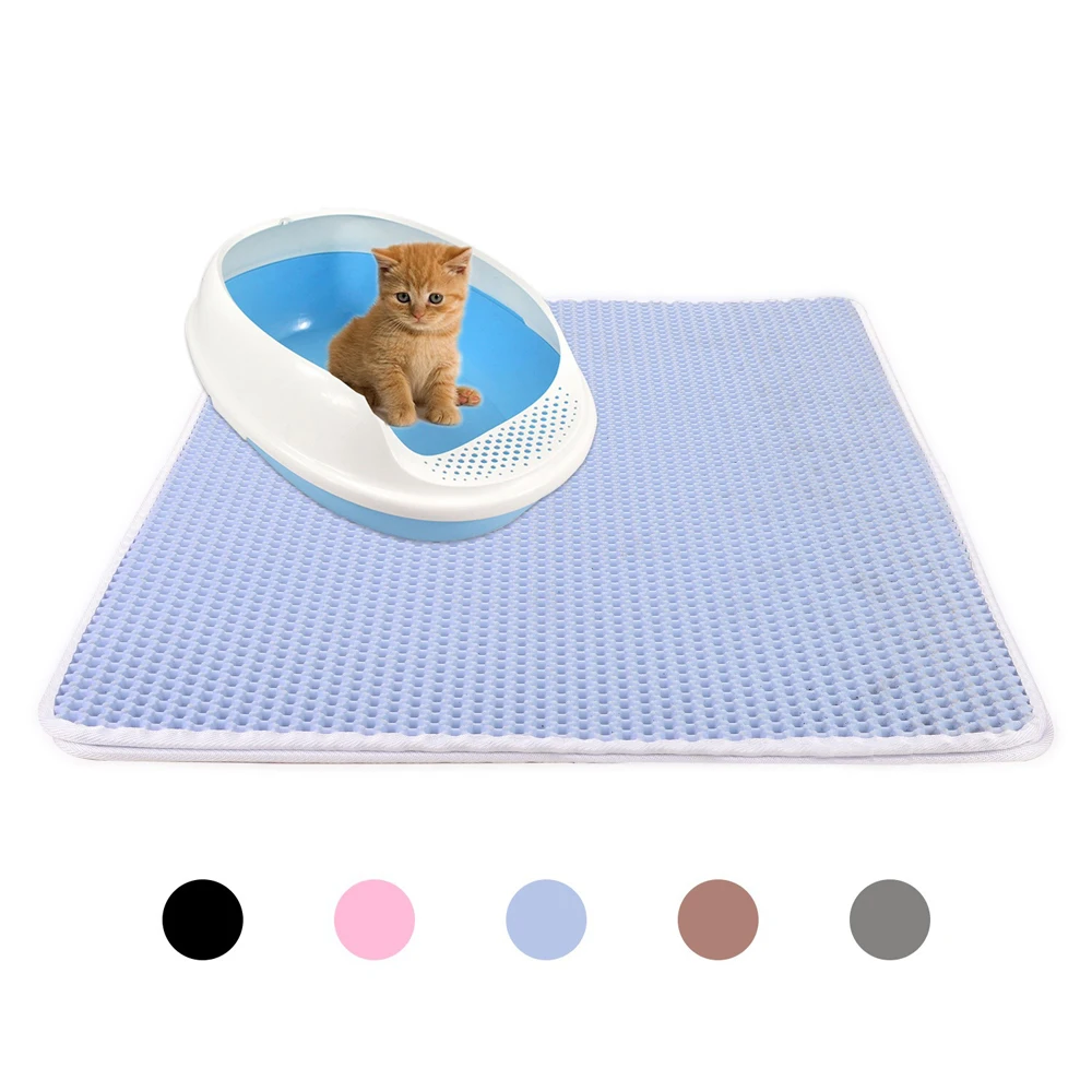 Goedkoop Kleine Medium Grote Waterdichte Kattenbakvulling Mat Pad Zwarte Katten Nestje Trapper Dubbele Laag Antislip EVA Beschermen Floor Feeding Matten