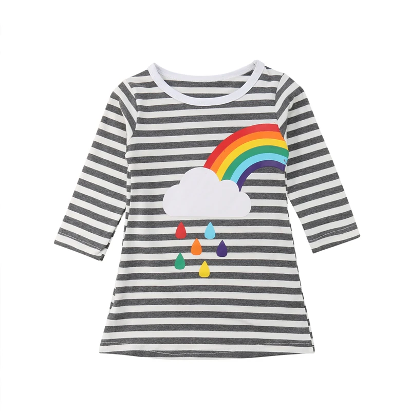 

Cute Kids Baby Girl Rainbow Print Loose Tutu Dress Toddler Girls Big Little Sisters Mathing Cotton Princess Party Dresses 1-6Y