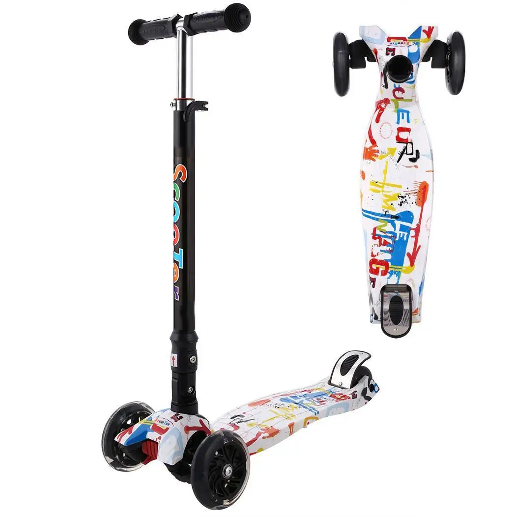 

Children's kick scooter baby kid PU 4wheels Fashing outdoor toy 2-14years old Bodybuilding disassembly plastic height adjustable