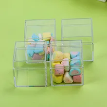 12 шт. пустой кубик прозрачный пластик подарочная коробка для печенья, конфет, печенья, закуска, имитирующая хрустальную коробку для дня рождения, свадьбы, вечеринок