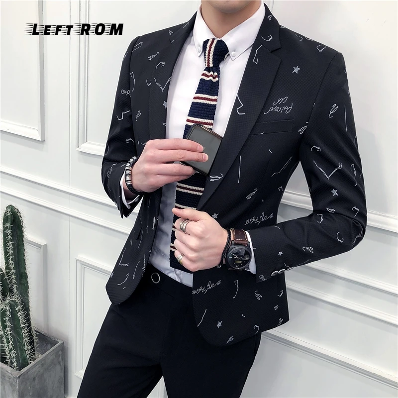 Mince Veste Discothèque Bleu Impression Masculino Noir Costume BlazerS 3xl Élégant Petite Étoile Noir bleu Hommes Blazer n0PkOw