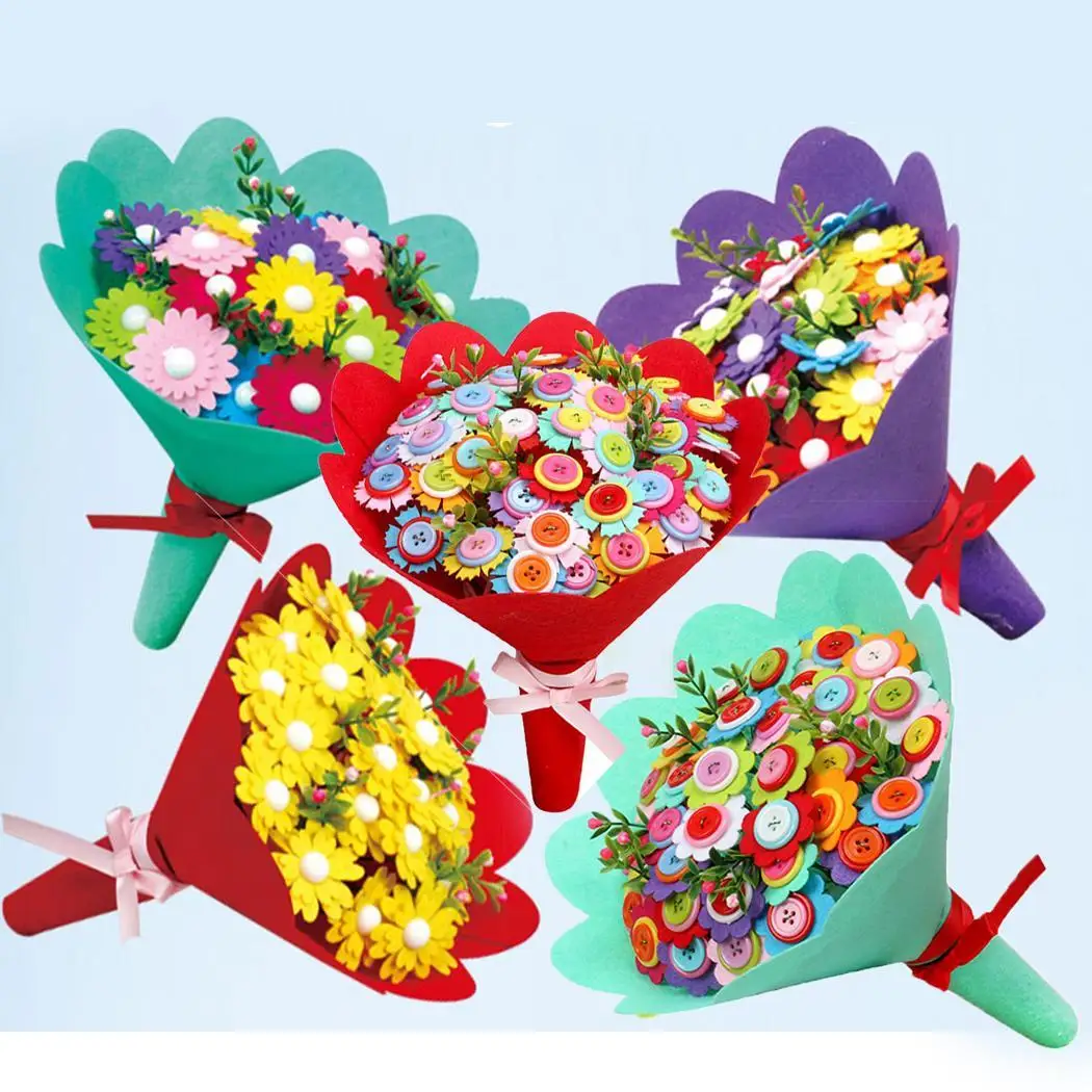 DIY Кнопка букет ручной работы детей ремесло цветок домашний декор День матери многоцветный подарок