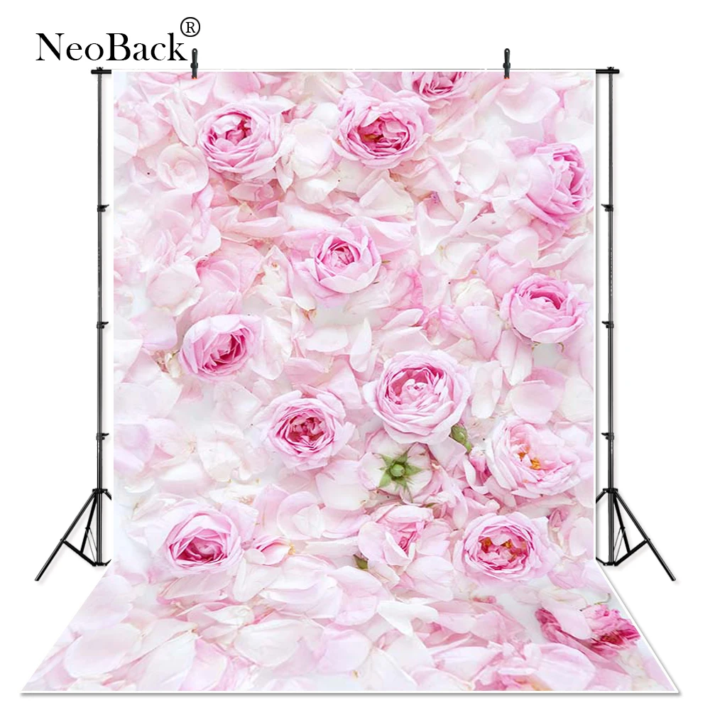 

Pink Flowers Photography Backdrops Wedding Photos Baby Shower Backgrounds for Studio Portrait Photo Shoot Photophone Photocall