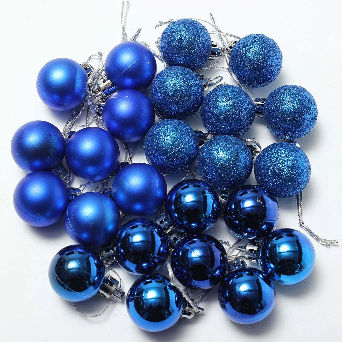 

Hot sale-24Pcs Chic Christmas Baubles Tree Plain Glitter XMAS Ornament Ball Decoration Blue