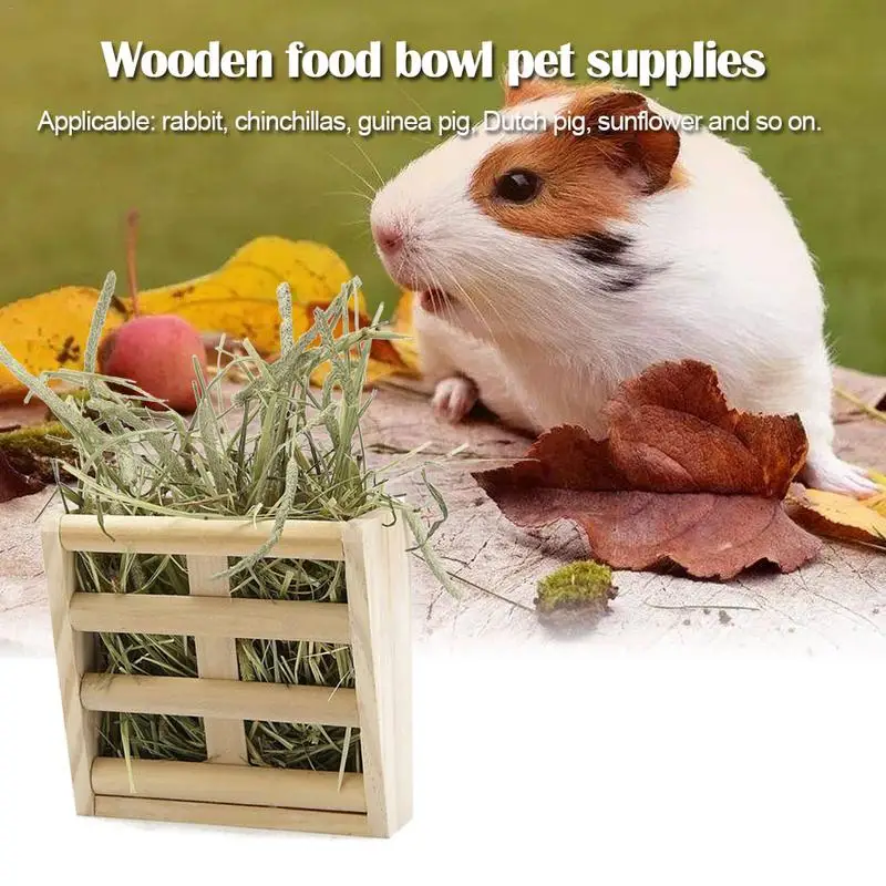 Rabbit Feeder Small Pet Wooden Hay Rack Rabbit Cat Durable Guinea