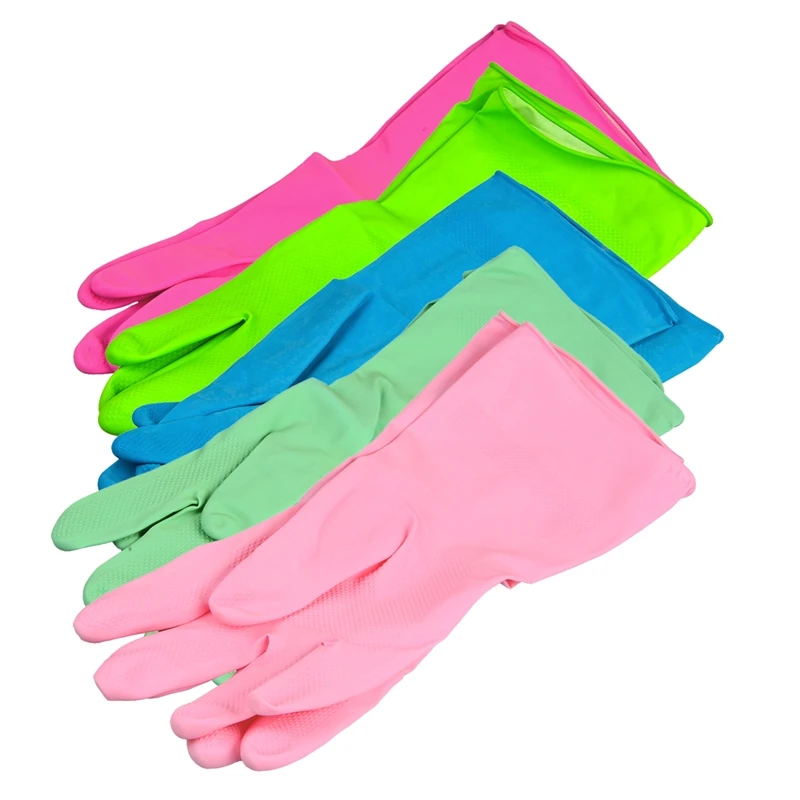 Большие 5 шт. кухонные перчатки для уборки дома, мытья с длинными рукавами, резиновые перчатки из латекса, женские небьющиеся водонепроницаемые перчатки для мытья посуды