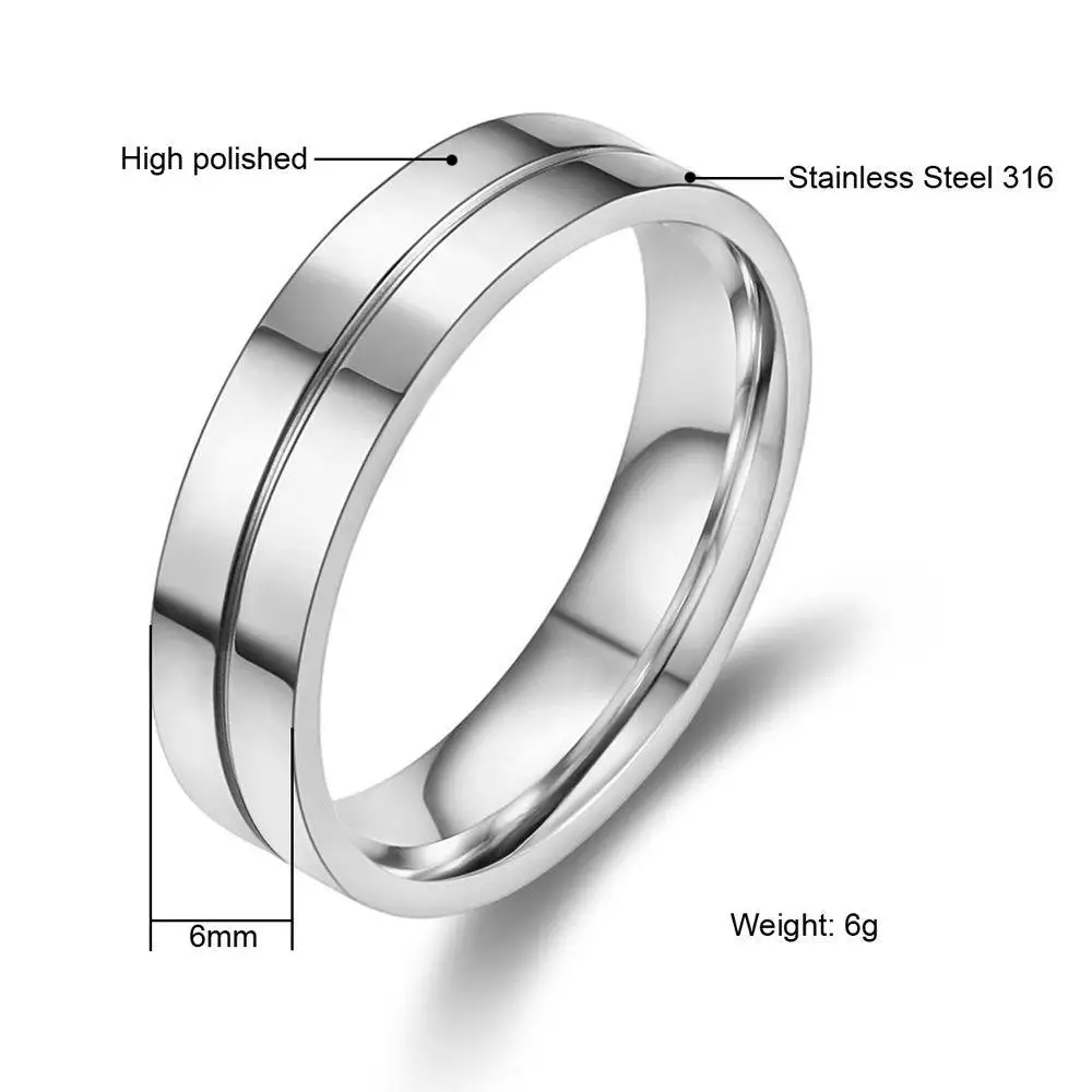 New Wedding Band Engagement Rings for Couples Women Men 316L Stainless Steel High Quality Lovers Jewelry Valentine's Gift