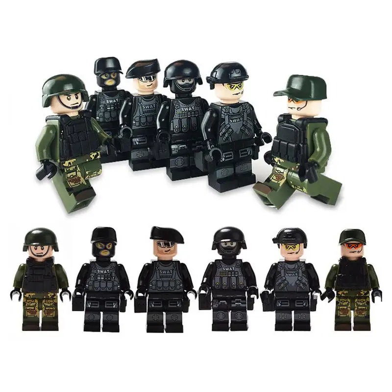 12 шт. строительные блоки игрушка Классическая маленькая фигурка кукла Swat команда