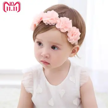 

Baby Bow Hair Hairband Girl Chiffon Flower Headband With Pearls Beautiful Baby Girl Christening Photo Prop Hair Accessories