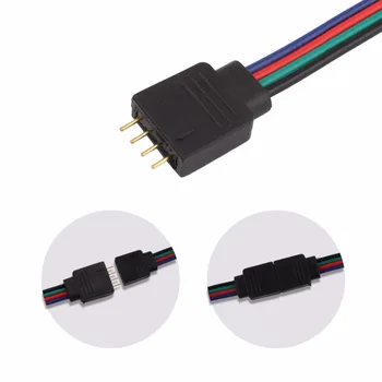 

[Seven Neon]Free Shipping wholesale 9cm 4pin 10mm PCB board female connector Wire Cable For SMD 5050/3528 RGB LED Strip light