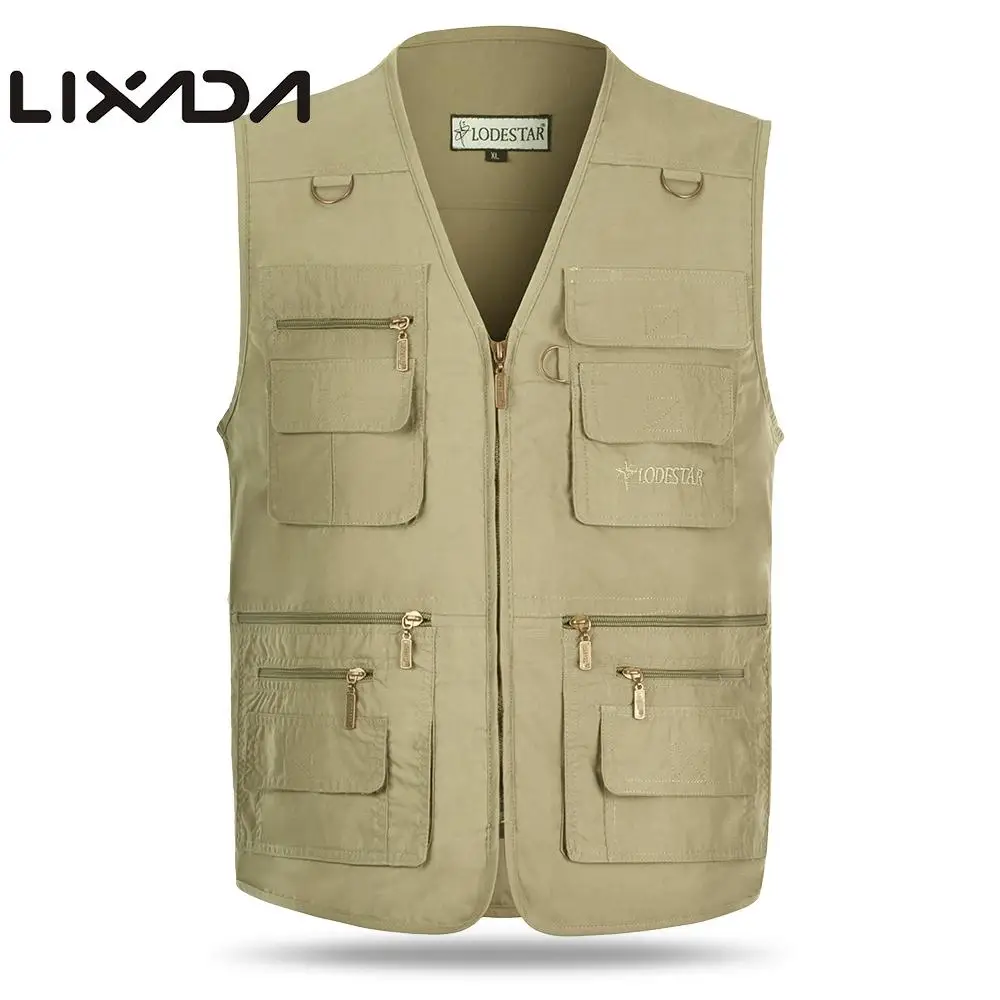 

Lixada Outdoor Hiking Climbing Vest XL-5XL Men Multi-pockets Fishing Vest Spring Summer Sleeveless Fishing Jacket Gilet Tactique