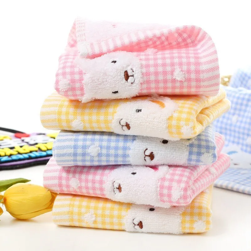 

4P Fine 26x50cm Cartoon Children's Cotton Super Soft Bath Baby Saliva Towel Gift Cute Bear Bathing Wash Your Face Washcloth