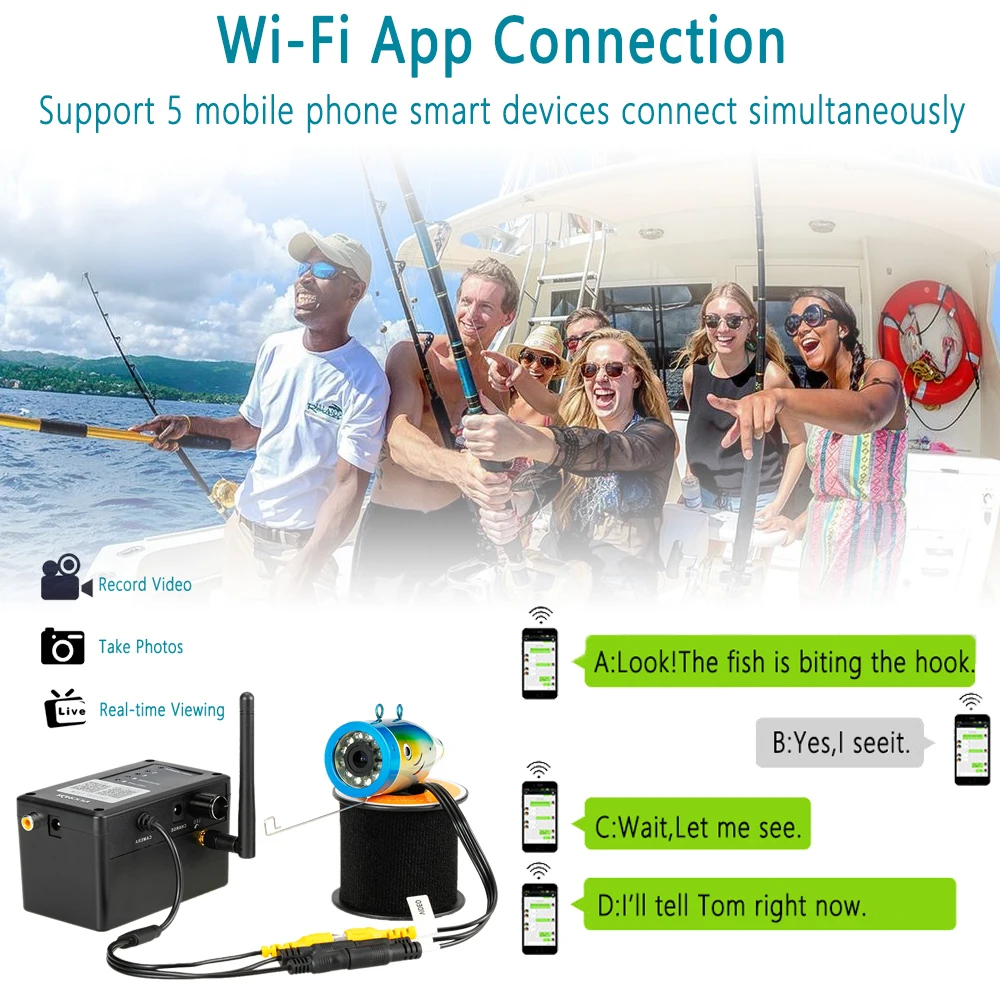 Рыболокатор SYANSPAN 9 ''с Wi Fi видеокамера записывающая серия IP68 HD 1000TVL подводная