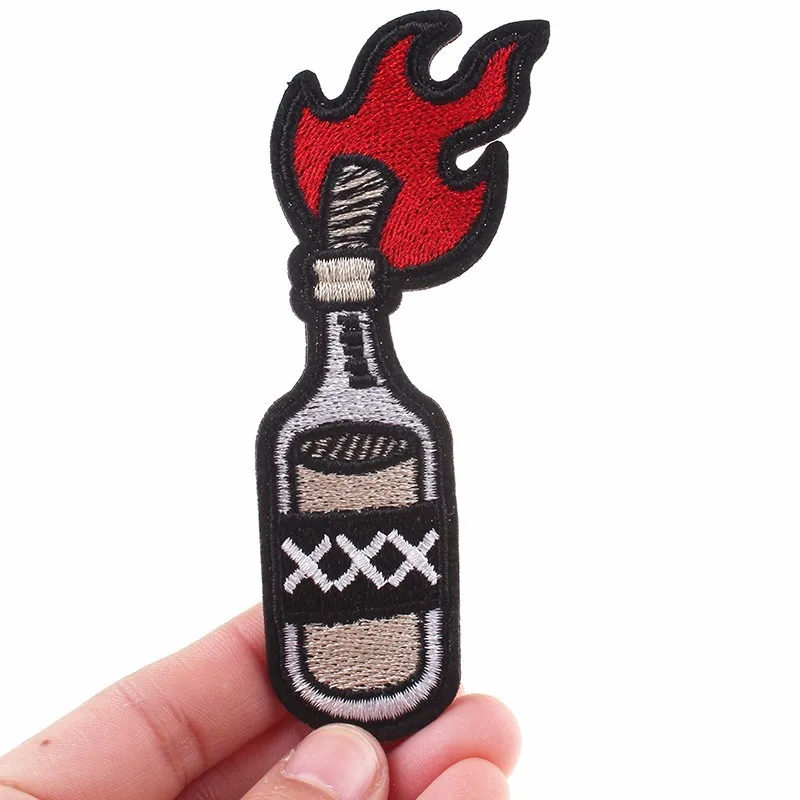 

Pulaqi Fuel Oil Bottle Patches Iron On Clothes Stranger Things Patch For Clothing Punk Embroidered Patch For Men Alien Decor F