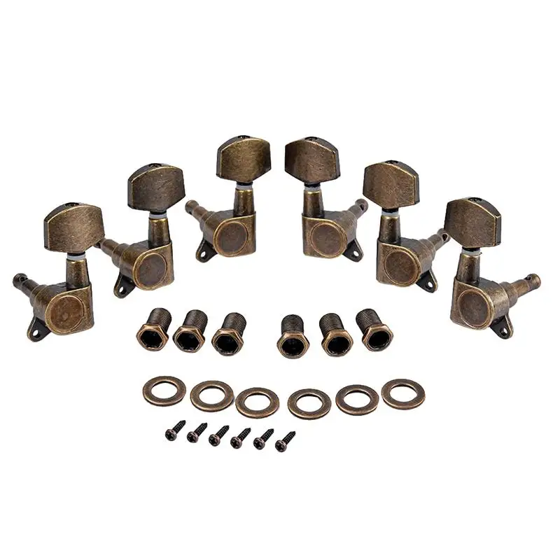 6PCS Bronze Durable 3 Left 3 Right Guitar Tuners String Tuning Pegs
