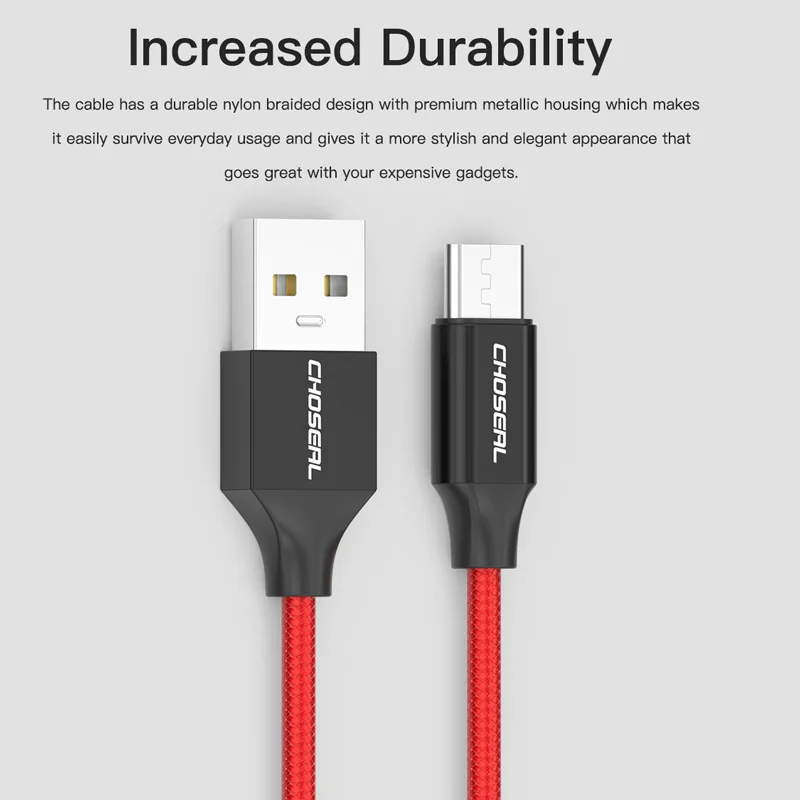 Choseal USB 2,0-USB-C быстрое зарядное устройство нейлоновая оплетка type-C кабель для передачи данных для samsung Galaxy S10 9 для huawei mate 20 Pro шнур зарядного устройства