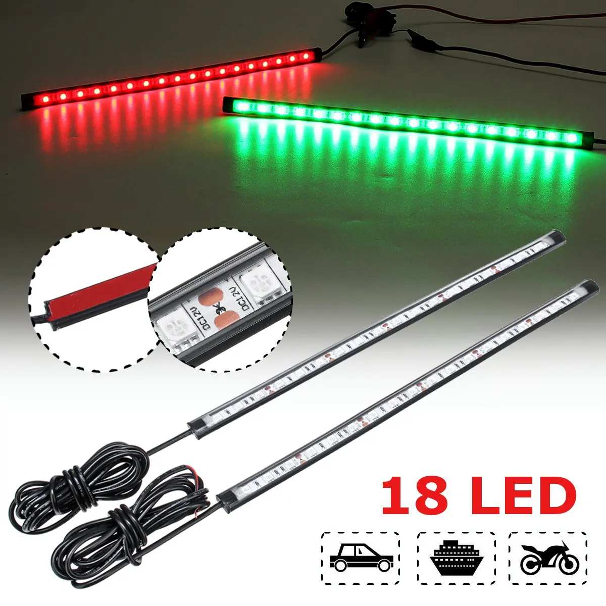 

2Pcs 30cm LED Atmosphere Lights Strip Flashing Decoration Signal Lamp For Motorcycle Boat Car Interior LED Strip Light