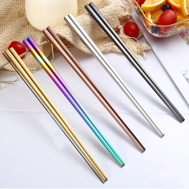 

Brand New Style Rainbow Colorful Chopsticks Metal Chinese Stainless Steel Reusable Tableware