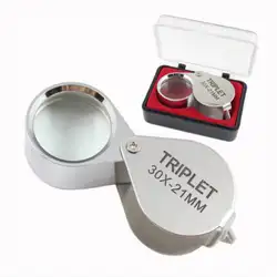 Новый серебряный 30X21 мм Ювелиры глаз Лупа увеличительное стекло объектива с случае Портативный ручной ювелирные изделия Лупа